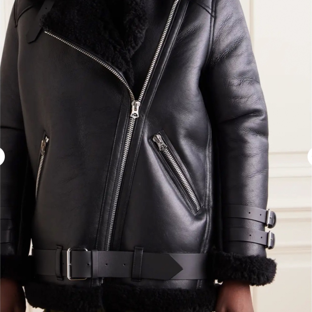 Black Acne Studios Sherling And Leather Loose Fit… - image 3